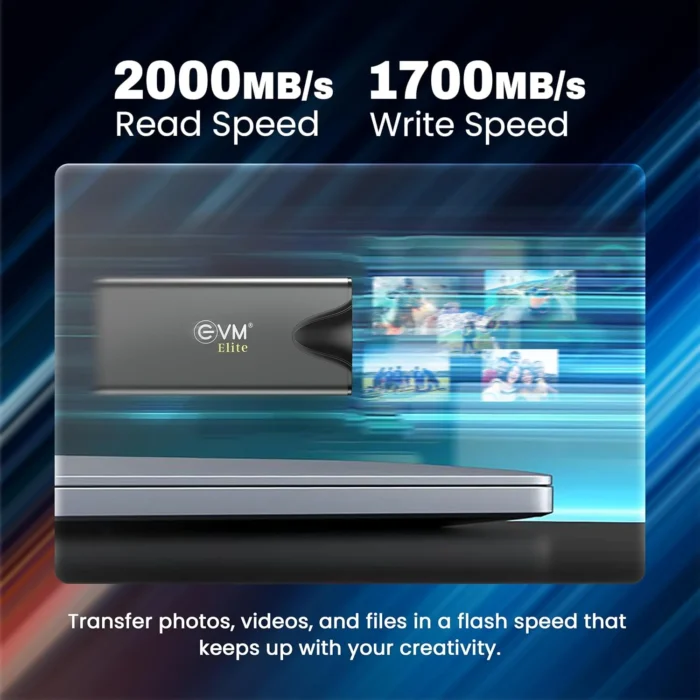 EVM Elite EnSave Pro 1TB Upto 2000MBs R, USB 3.2 Gen 2x2 Type-C External SSD
