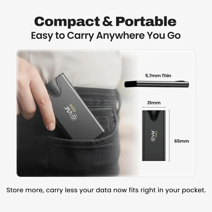 EVM Elite EnSave Pro 1TB Upto 2000MBs R, USB 3.2 Gen 2x2 Type-C External SSD