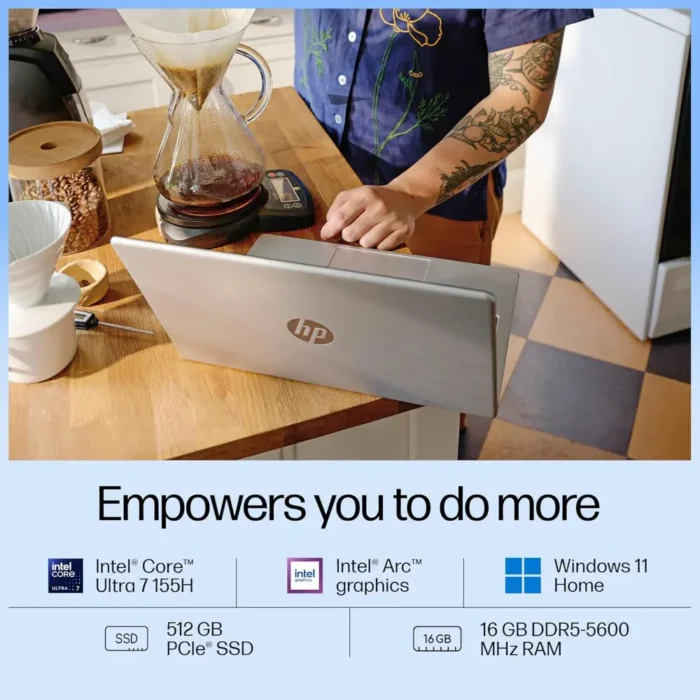 HP 14 AI, Intel Core Ultra 7 155H (16GB, 512GB SSD, Win11, Office 21, Intel Arc Graphics) FHD, Anti-Glare, 14 Inch AI Powered Laptop