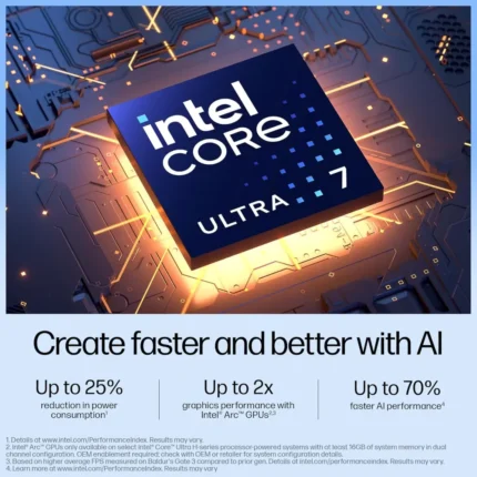 HP 14 AI, Intel Core Ultra 7 155H (16GB, 512GB SSD, Win11, Office 21, Intel Arc Graphics) FHD, Anti-Glare, 14 Inch AI Powered Laptop