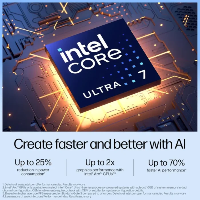 HP 14 AI, Intel Core Ultra 7 155H (16GB, 512GB SSD, Win11, Office 21, Intel Arc Graphics) FHD, Anti-Glare, 14 Inch AI Powered Laptop