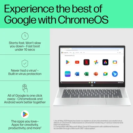 Home 2 HP Chromebook, Core N200, 8GB, 128GB, Intel UHD Graphics, 14-inch Anti-Glare, Touchscreen, HD Laptop