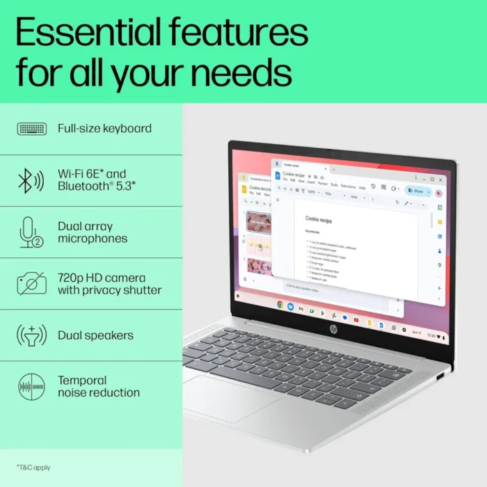 HP Chromebook, Core N200, 8GB, 128GB, Intel UHD Graphics, 14-inch Anti-Glare, Touchscreen, HD Laptop HP Chromebook, Core N200, 8GB, 128GB, Intel UHD Graphics, 14-inch Anti-Glare, Touchscreen, HD Laptop