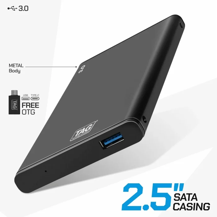 TAG 2.5 inch SATA Casing USB 3.0 Portable Metal External Enclosure TAG 2.5 inch SATA Casing USB 3.0 Portable Metal External Enclosure
