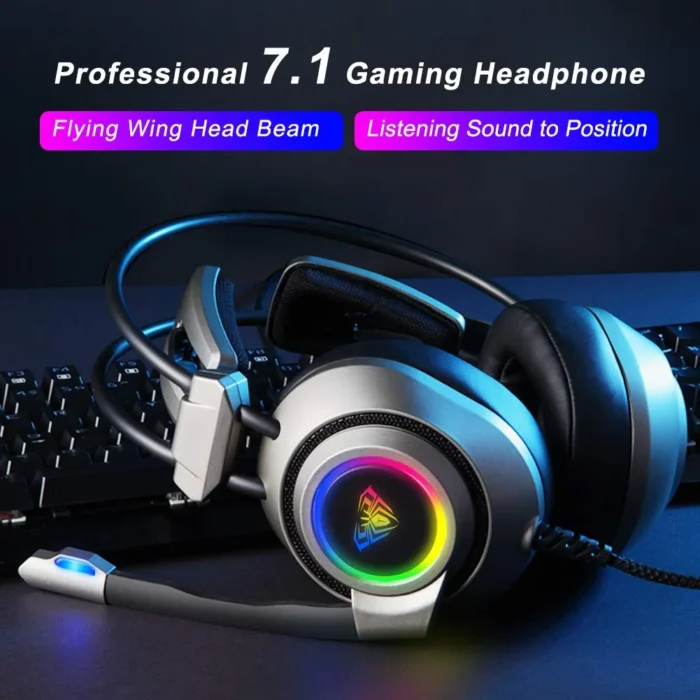 Aula S600 USB 7.1 Lightweight Professional Gaming Headphone with RGB Light