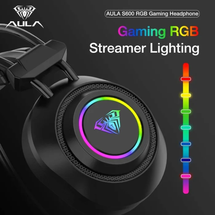 Aula S600 USB 7.1 Lightweight Professional Gaming Headphone with RGB Light