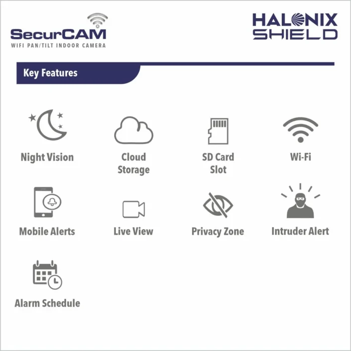 Halonix SecurCAM 360° 3MP 3K Pro HD Pan/Tilt Wi-Fi Smart Home Security Camera