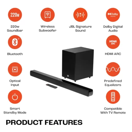 JBL Cinema SB271, Dolby Digital Soundbar with Wireless Subwoofer