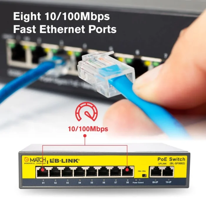 Match LB-Link BL-SF8002, PoE Switch 8 Ports 100 Mbps Unmanaged Network