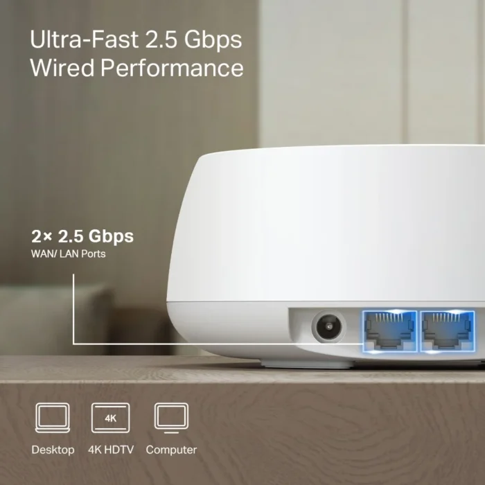 TP-Link Deco BE25 (1-Pack) Dual Band BE5000 Whole Home Mesh WiFi 7 System