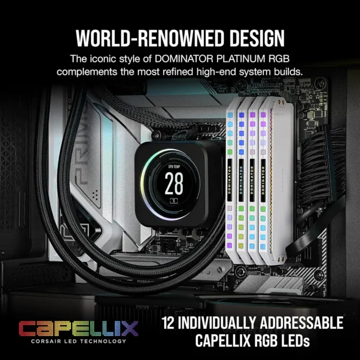 Corsair Dominator Platinum RGB DDR5 64GB (2x32GB) 5600MHz CL40 Intel Optimised Desktop Memory Corsair Dominator Platinum RGB DDR5 64GB (2x32GB) 5600MHz CL40 Intel Optimised Desktop Memory
