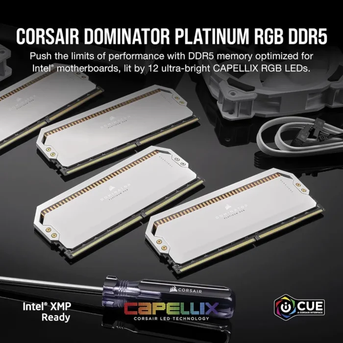 Corsair Dominator Platinum RGB DDR5 64GB (2x32GB) 5600MHz CL40 Intel Optimised Desktop Memory Corsair Dominator Platinum RGB DDR5 64GB (2x32GB) 5600MHz CL40 Intel Optimised Desktop Memory