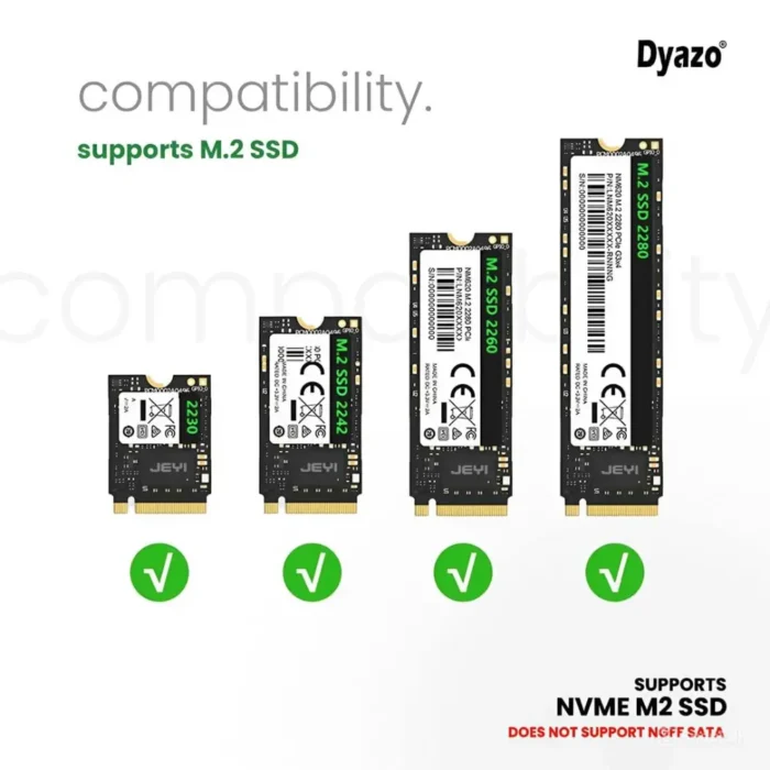 Dyazo NVME M2 USB 3.0 Micro B and USB 3.1 Type C Gen1 SSD Enclosure