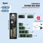 Dyazo NVME M2 USB 3.0 Micro B and USB 3.1 Type C Gen1 SSD Enclosure