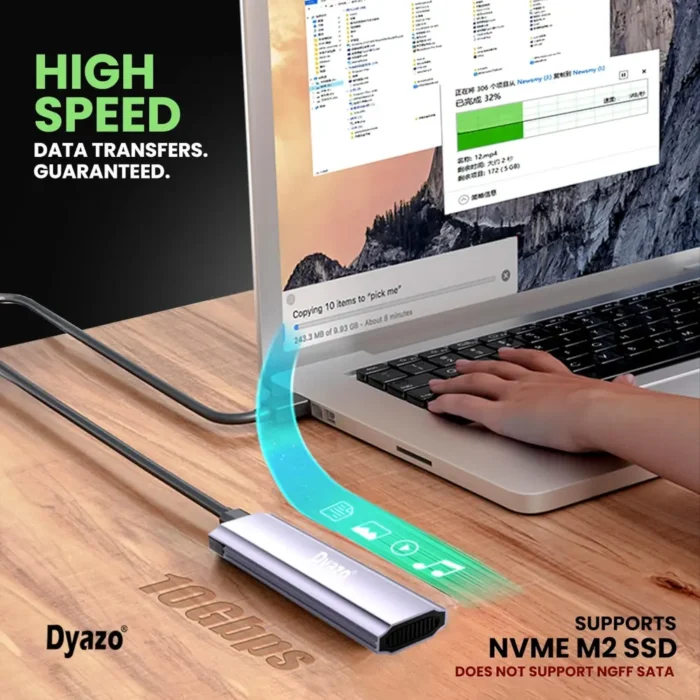 Dyazo NVME M2 USB 3.0 Micro B and USB 3.1 Type C Gen1 SSD Enclosure