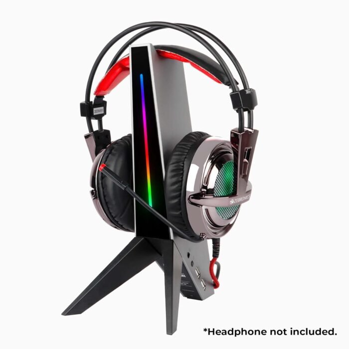 ZEBRONICS Zeb-Demon Tabletop Over Ear Gaming Wired Headphone Stand with RGB Led ZEBRONICS Zeb-Demon Tabletop Over Ear Gaming Wired Headphone Stand with RGB Led