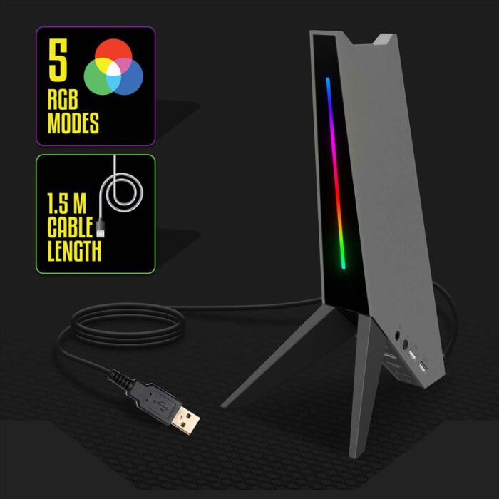 ZEBRONICS Zeb-Demon Tabletop Over Ear Gaming Wired Headphone Stand with RGB Led ZEBRONICS Zeb-Demon Tabletop Over Ear Gaming Wired Headphone Stand with RGB Led