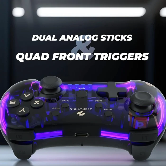 Zebronics MAX FURY Transparent RGB LED Illuminated Wired Gamepad Zebronics MAX FURY Transparent RGB LED Illuminated Wired Gamepad