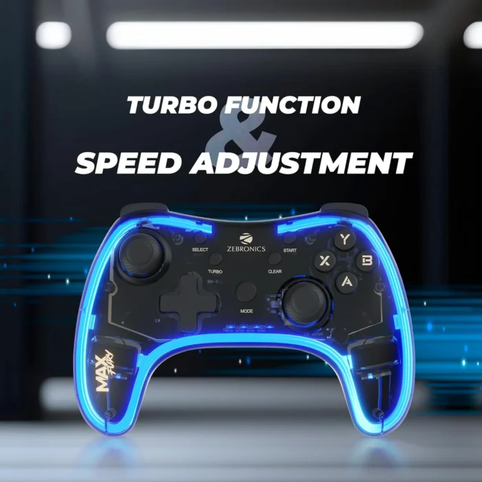 Zebronics MAX FURY Transparent RGB LED Illuminated Wired Gamepad Zebronics MAX FURY Transparent RGB LED Illuminated Wired Gamepad
