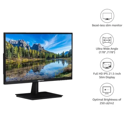 Home 2 Amazon Basics 22 Inch Full HD Slim LCD Monitor With in-Built Speakers