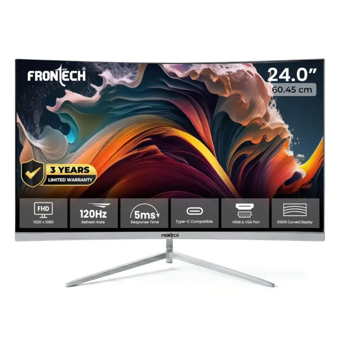 FRONTECH Ultima Series 24 Inch Full HD, Type-C Port, 120Hz Curved Monitor FRONTECH Ultima Series 24 Inch Full HD, Type-C Port, 120Hz Curved Monitor