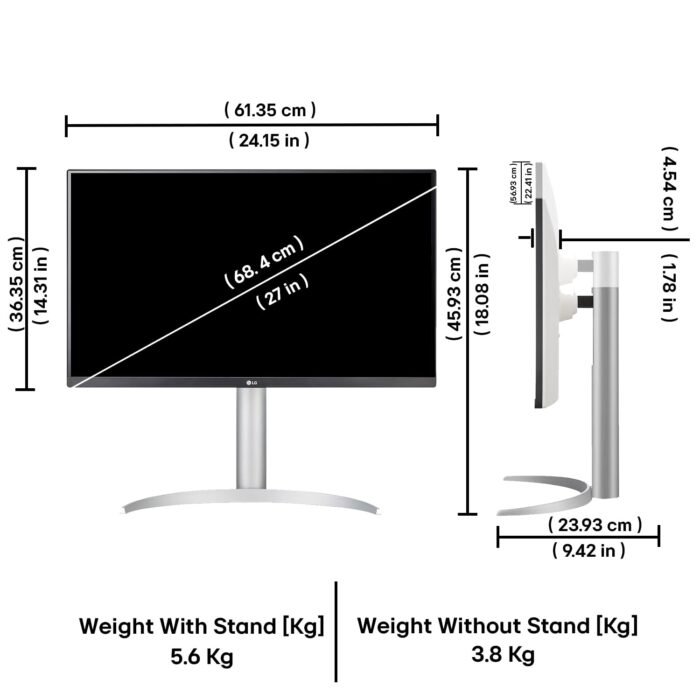 LG Ultrafine 27UP650K-W 4K UHD (3840 x 2160) IPS Panel 60Hz, 5 MS, Computer Monitor LG Ultrafine 27UP650K-W 4K UHD (3840 x 2160) IPS Panel 60Hz, 5 MS, Computer Monitor