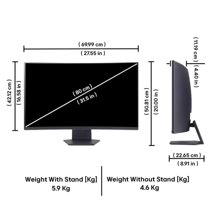 LG Ultragear 32GS60QC 32 Inch QHD (2560x1440) 2K, 180Hz, 1 MS Curved Gaming Monitor