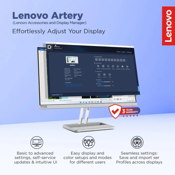 Lenovo L24M-4A 24 inch FHD IPS 100Hz, 1ms, FreeSync, 3Wx2 Speakers, 4xUSB-A, 1xUSB-C, 1x HDMI, PD-45W Monitor