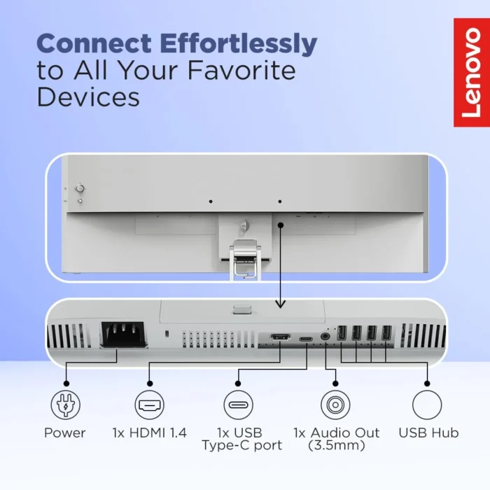 Lenovo L24M-4A 24 inch FHD IPS 100Hz, 1ms, FreeSync, 3Wx2 Speakers, 4xUSB-A, 1xUSB-C, 1x HDMI, PD-45W Monitor