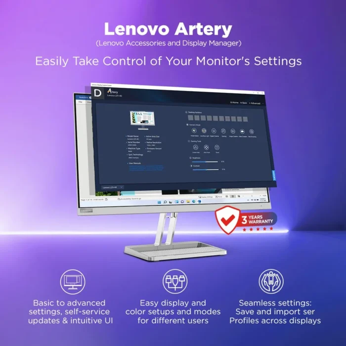 Lenovo L27i-4A 27 inch IPS Panel FHD 1920x1080, 100Hz, 1 MS Tilt Monitor Lenovo L27i-4A 27 inch IPS Panel FHD 1920x1080, 100Hz, 1 MS Tilt Monitor