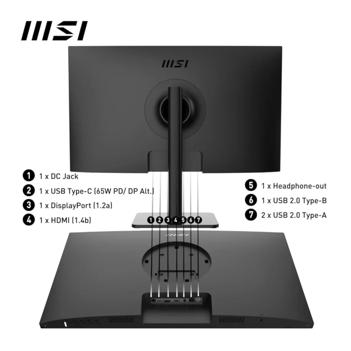 MSI Modern MD272XP 27 Inch FHD, IPS Panel, 100 Hz, Eye-Friendly Screen, USB Type-C Office Monitor