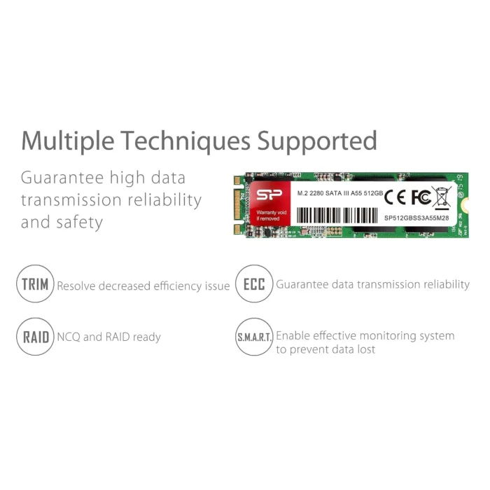 Silicon Power A55 512GB, 560MB/s R, 530MB/s W Speed, M.2 2280 SATA III Internal SSD