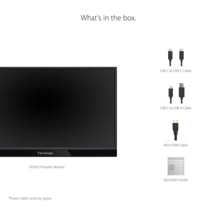 ViewSonic VG1655 16 Inch FHD 1080p, USB-C, Ultra-Slim Portable Monitor ViewSonic VG1655 16 Inch FHD 1080p, USB-C, Ultra-Slim Portable Monitor