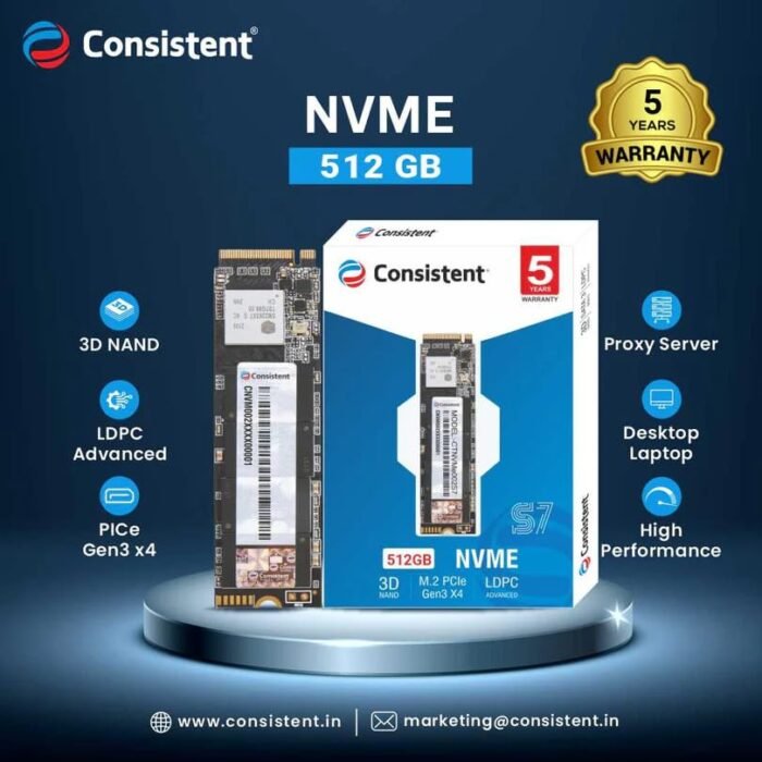 Consistent 512GB NVMe PCIe M.2 2280 SSD Consistent 512GB NVMe PCIe M.2 2280 SSD