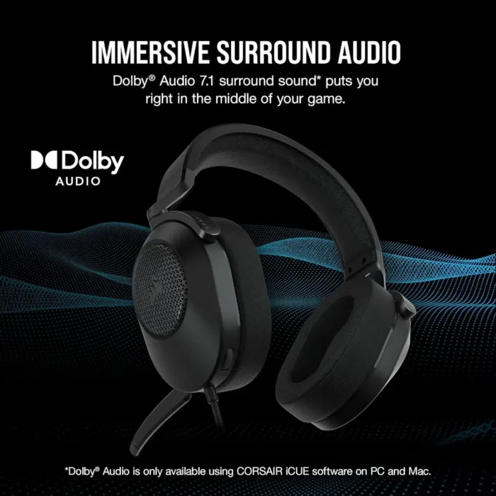 Corsair HS65 Dolby Audio 7.1 Surround Sound Wired Gaming Headphone Corsair HS65 Dolby Audio 7.1 Surround Sound Wired Gaming Headphone