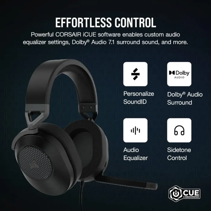 Corsair HS65 Dolby Audio 7.1 Surround Sound Wired Gaming Headphone Corsair HS65 Dolby Audio 7.1 Surround Sound Wired Gaming Headphone