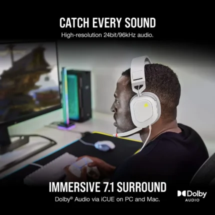 Corsair HS80 Dolby Audio 7.1 Surround Sound RGB Premium Gaming Headphone