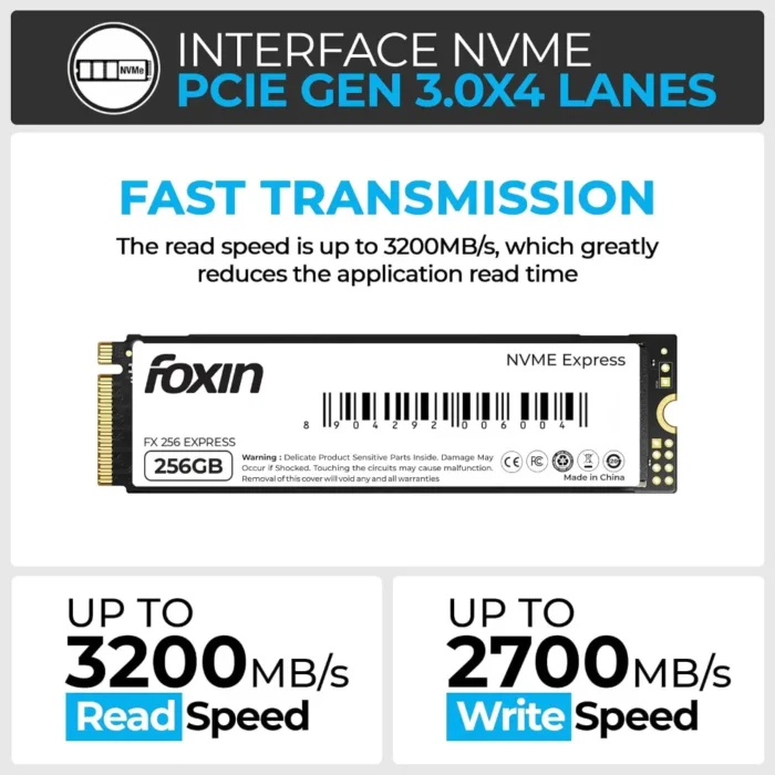 Foxin 256GB PCIE 3.0 M.2 NVME Internal SSD Foxin 256GB PCIE 3.0 M.2 NVME Internal SSD