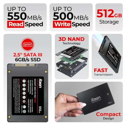 Home 14 Foxin Pro 512GB 2.5 Inch SATA III 6GBS Internal SSD