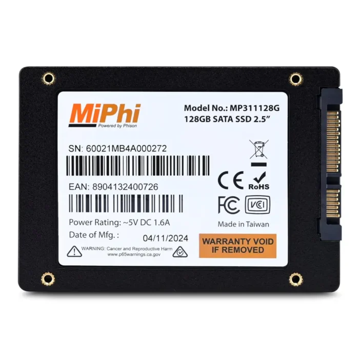 MiPhi MP100 128GB, Up to 550MBs, 2.5 Inch SATA SSD