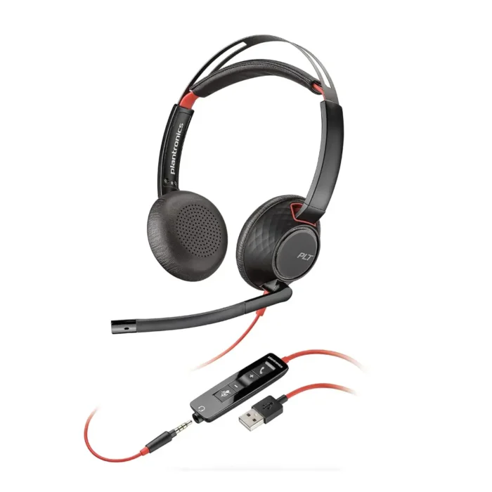 Poly Plantronics - Blackwire 5220 USB-A Dual Ear Wired On Ear Headphones with Mic Poly Plantronics - Blackwire 5220 USB-A Dual Ear Wired On Ear Headphones with Mic