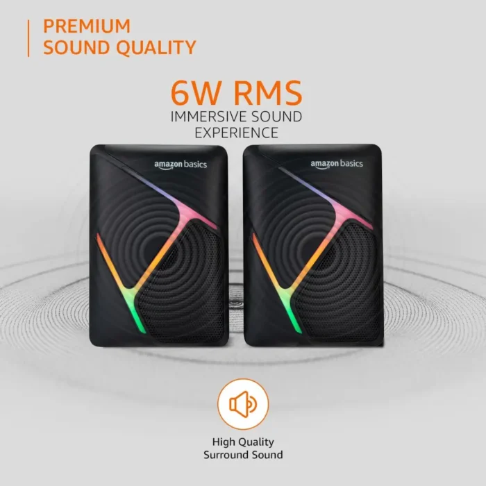 Amazon Basics 2 x 3W Multimedia Gaming Desktop Speaker Amazon Basics 2 x 3W Multimedia Gaming Desktop Speaker