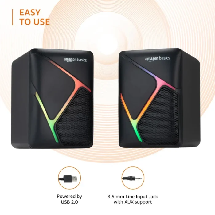 Amazon Basics 2 x 3W Multimedia Gaming Desktop Speaker Amazon Basics 2 x 3W Multimedia Gaming Desktop Speaker