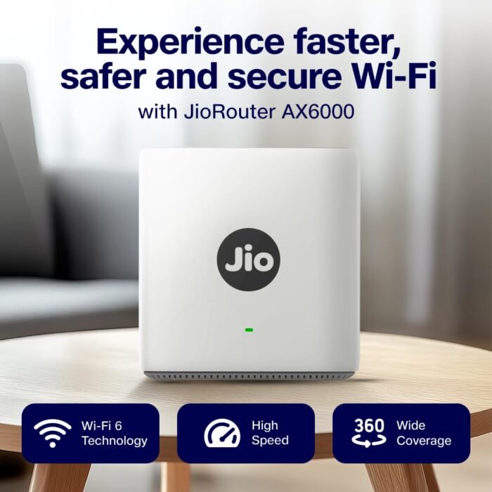 Jio AX6000 Universal Wi-Fi 6 Router, Dual Band, Mesh Ready, Gaming Router Jio AX6000 Universal Wi-Fi 6 Router, Dual Band, Mesh Ready, Gaming Router
