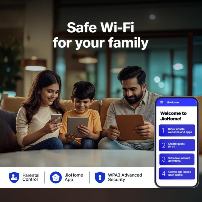 Jio AX6000 Universal Wi-Fi 6 Router, Dual Band, Mesh Ready, Gaming Router Jio AX6000 Universal Wi-Fi 6 Router, Dual Band, Mesh Ready, Gaming Router