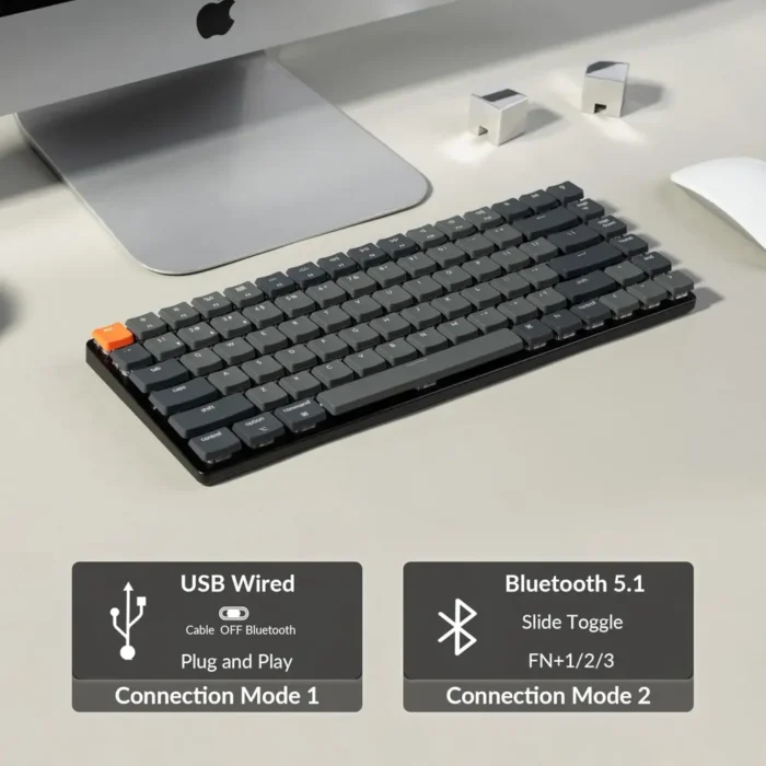 Keychron K3 Version 2, 84 Keys Ultra-Slim Wireless Mechanical Keyboard with White LED Backlit