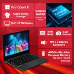 Neopticon EBook Celeron N4020 4GB DDR4 128GB eMMC Win 11 Home UHD Graphics 600 11.6 Inch HD Laptop
