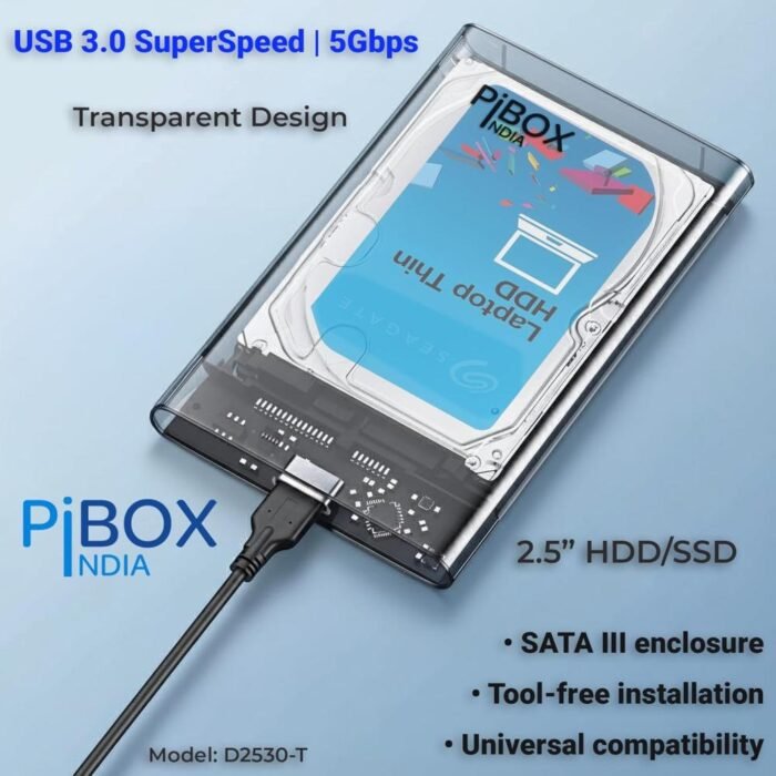 PiBOX India Transparent 2.5 inch HDD Enclosure | SSD Enclosure PiBOX India Transparent 2.5 inch HDD Enclosure | SSD Enclosure