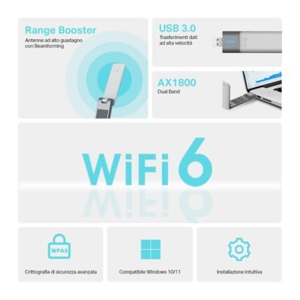 TP-Link Archer TX20UH AX1800 WiFi 6 Dual Band Wireless USB Adapter