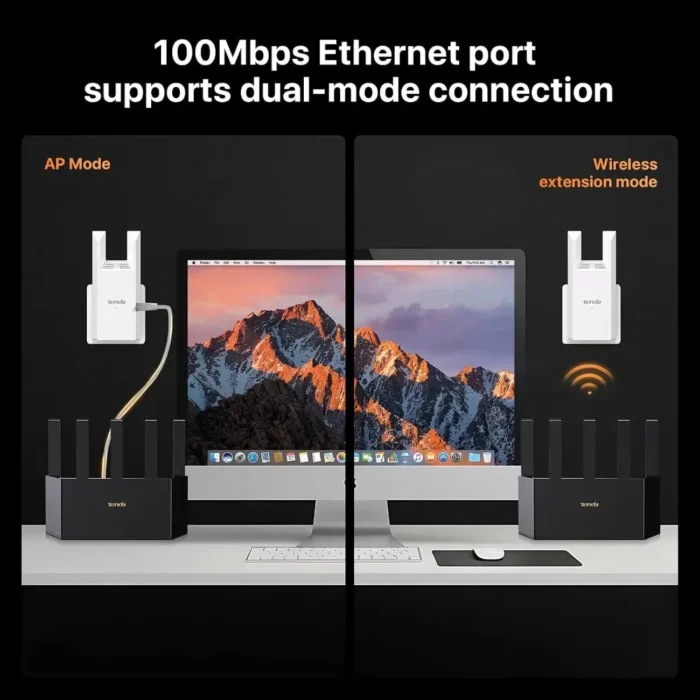 Tenda N300 Single Band WiFi Extender, Repeater Booster with Ethernet Port, Up to 800 Sq. Ft. Tenda N300 Single Band WiFi Extender, Repeater Booster with Ethernet Port, Up to 800 Sq. Ft.